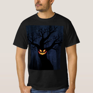 T-shirt Arbre ensorcelé Halloween effrayant avec visage lu