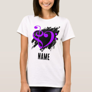 T-shirt Arbre et Basse Clef Coeur pourpre personnalisable