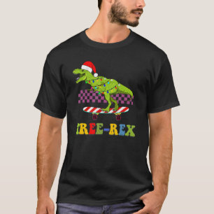 T-shirt Arbre rex rétro Noël dinosaure Noël Patinage léger