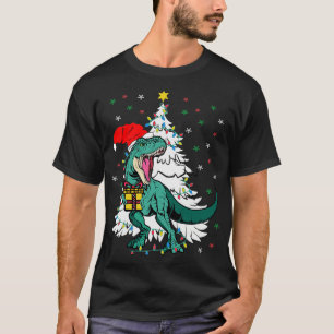 T-shirt Arbre Rex TRex portant le chapeau de Noël Arbre de
