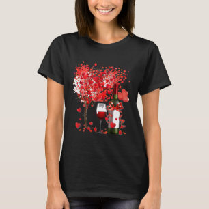 T-shirt Arbre Verre Vin Valentines Jour Drôle Boire Amour