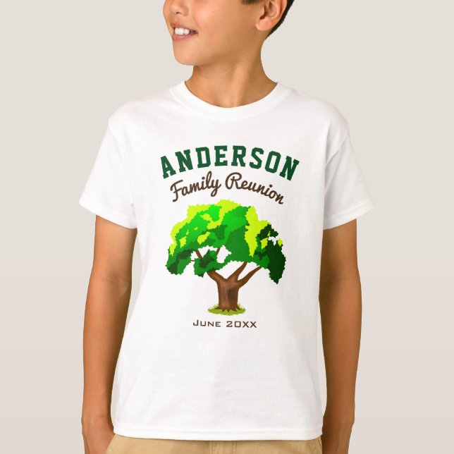 T-shirt Arbre vert Nom personnalisé Famille Réunion (Devant)