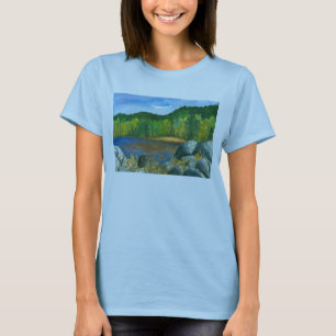 T-shirt Arbres d'automne Mountain Lake Aquarelle peinture