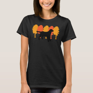 T-shirt Arbres d'automne Noir Labrador Silhouette