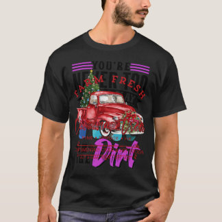 T-shirt Arbres de Noël frais ferme Camion rouge cadeaux de