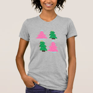 T-shirt Arbres de Noël roses et verts