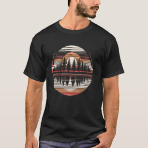 T-shirt Arbres forestiers rétro Coucher de soleil Vintage 