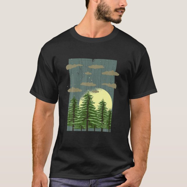 T-shirt Arbres Lune Pleine lune extérieure Forêt faunique (Devant)