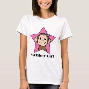 T-shirt Arc d'étoile de rose de fille de singe de sourire