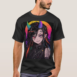 T-shirt Arc en arc-en-ciel Goth Punk Anime Girl