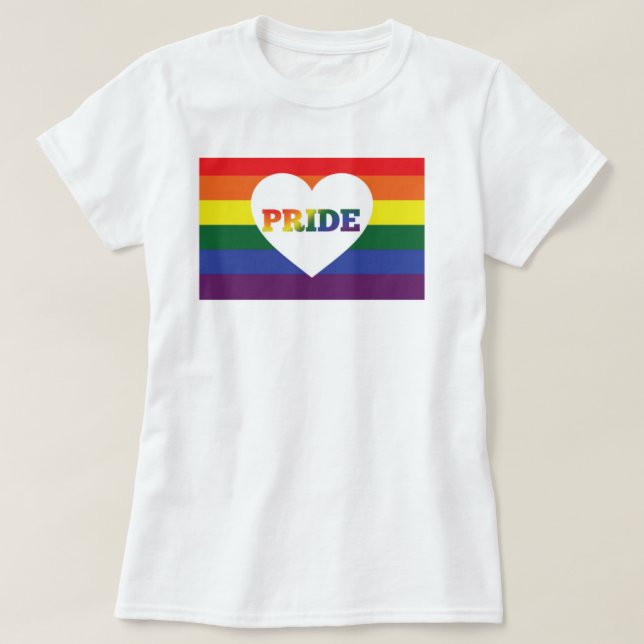 T-shirt Arc-en-ciel de fierté avec le coeur (Design devant)