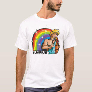 T-shirt Arc-en-ciel des années 1980 avec Aquarius Man with
