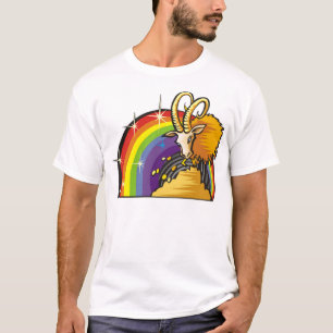 T-shirt Arc en ciel des années 1980 avec Capricorne Chèvre