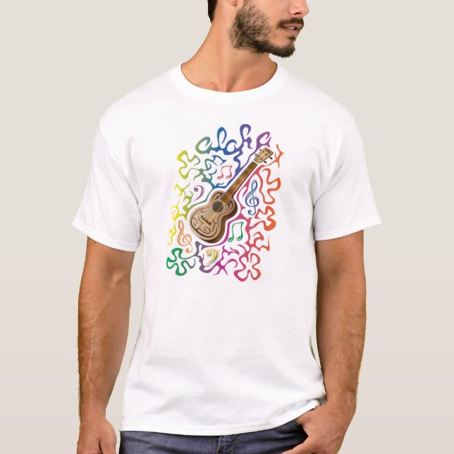 T-shirt Arc-en-ciel d'ukulélé (Devant)