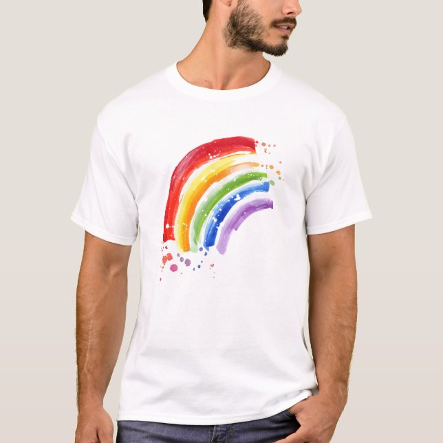 T-shirt Arc-en-ciel en aquarelle (Devant)