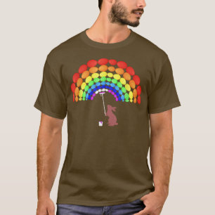 T-shirt Arc-en-ciel en peinture d'Easterbunny fait de pâqu