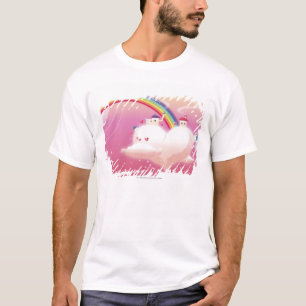 T-shirt Arc-en-ciel et bâtiments sur des nuages