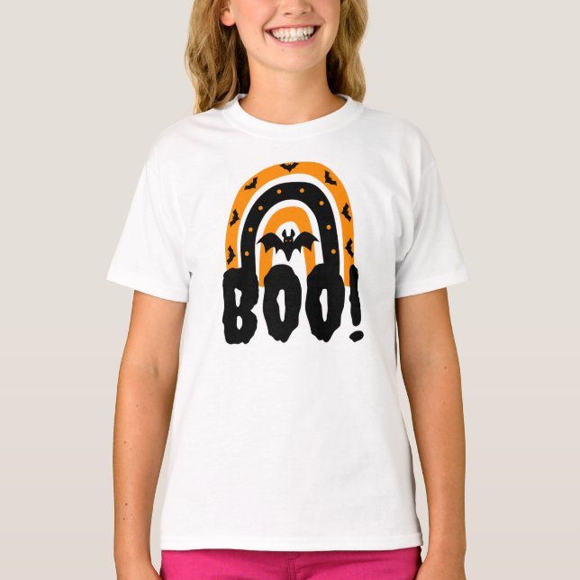 T-shirt arc-en-ciel Halloween Boo Halloween (Devant)