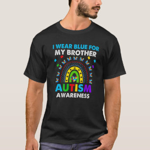 T-shirt Arc-en-ciel Je Porte Du Bleu Pour Mon Frère Autism