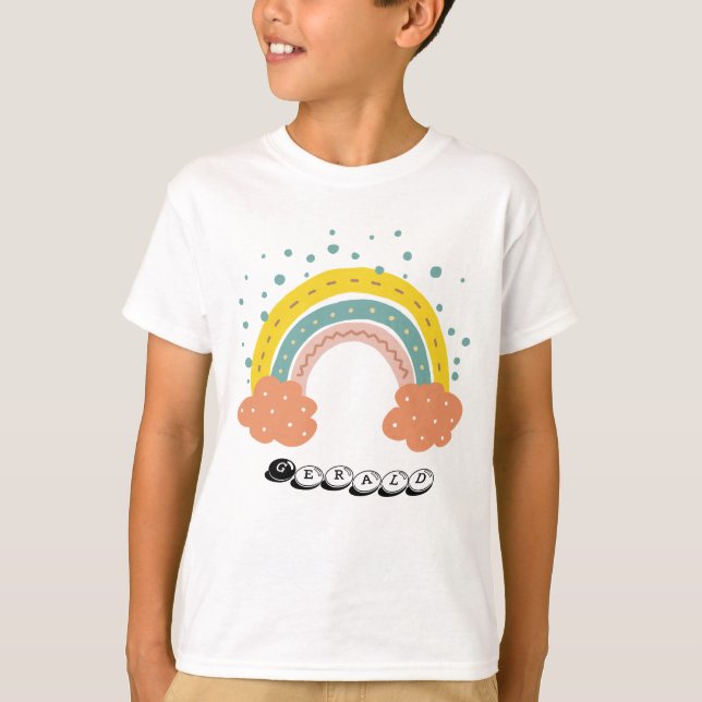 T-shirt Arc-en-ciel mignon avec nuages (Devant)