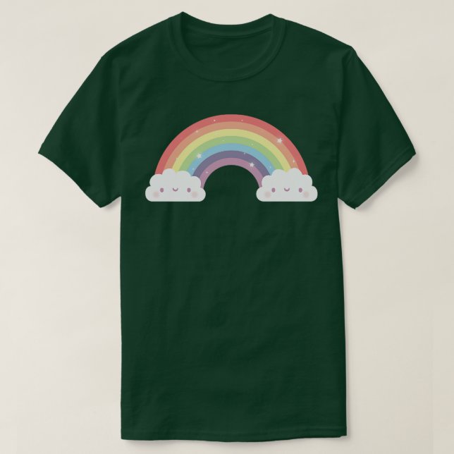 T-shirt Arc-en-ciel mignon et nuages (Design devant)