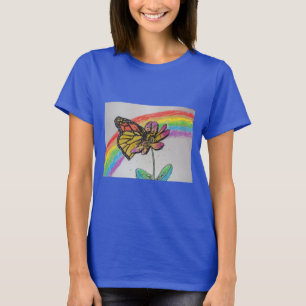 T-shirt Arc-en-ciel Monarque Papillon Peinture Femme T Che