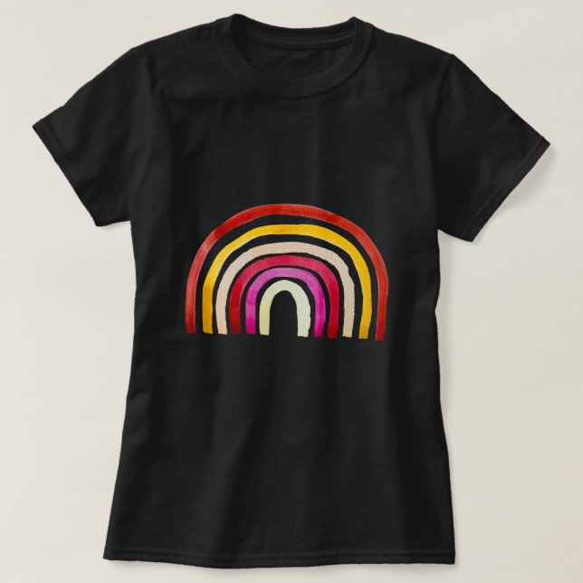 T-shirt Arc-en-ciel rétro jolie aquarelle (Design devant)