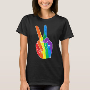 T-shirt Arc-en-ciel signe de paix Love Lesbian Gay Pride L