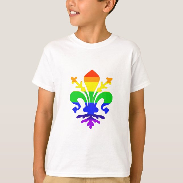 T-shirt Arc-en-ciel stylisé Fleur de Lis (Devant)