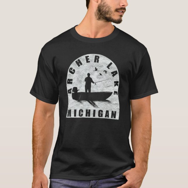 T-shirt Archer Lake Fishing Michigan (Devant)