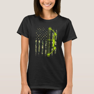 T-shirt Archer Retro Arc Composé Bow Usa Drapeau Archer 4e