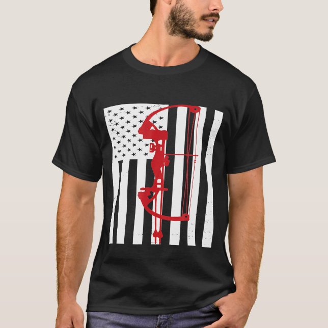 T-shirt Archery American Flag Usa Patriotic Bow Arrows Arc (Devant)