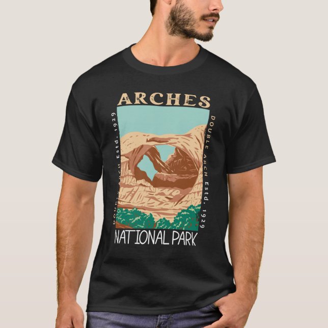 T-shirt Arches Parc National Double Arche Retro Distorsion (Devant)