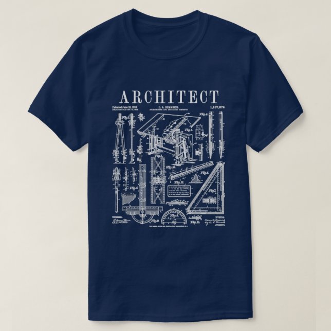 T-shirt Architecte Architecture Outils étudiants Paten Vin (Design devant)