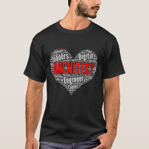 T-shirt Architecte Forme cardiaque Mot Cloud Conception Po
