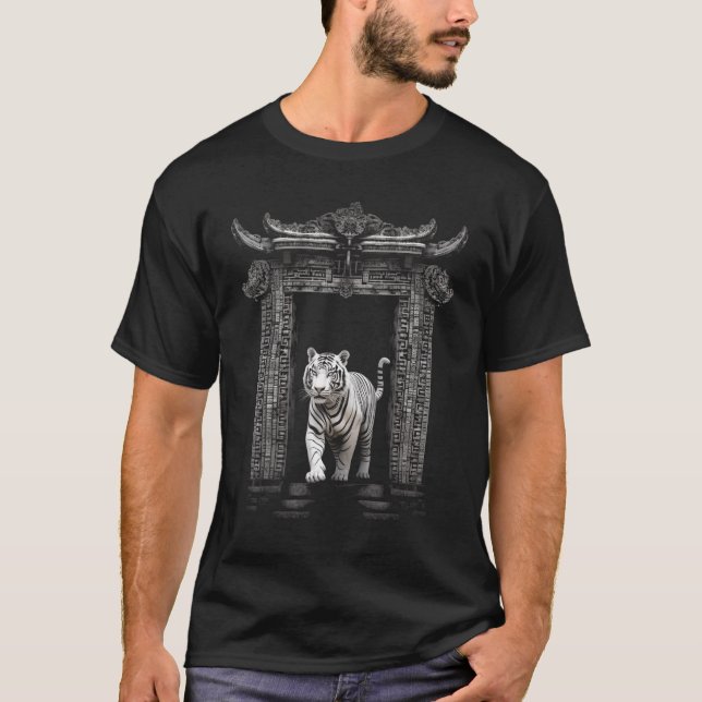 T-shirt Architecture de Tigre Blanc - Zoo d'Art Animal Mot (Devant)