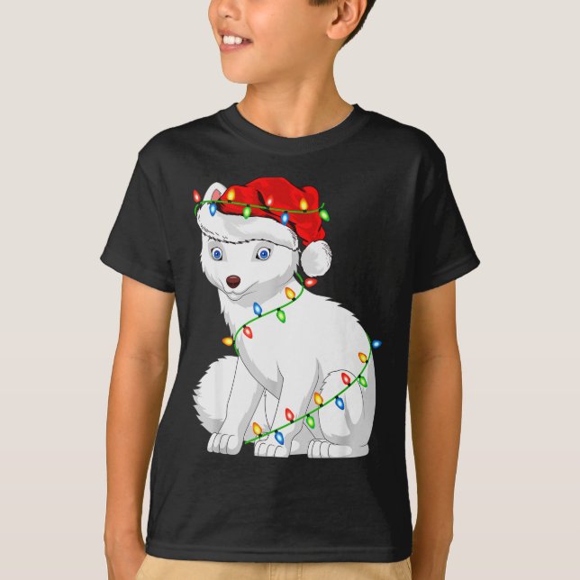 T-shirt Arctic Fox Animal Lover Xmas Santa Hat Arctic Fox  (Devant)