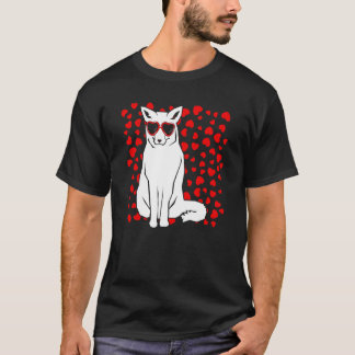 T-shirt Arctic Snow Fox Heart Glasses Valentines Day Anima