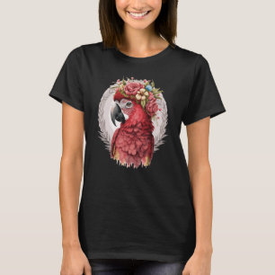 T-shirt Ardoise Macaw Parrot Aquarelle Oiseau Couronne Fle