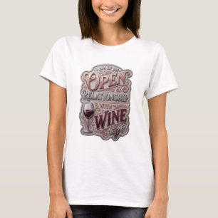 T-shirt Argent JE SUIS EN RELATION OUVERTE AVEC LE VIN