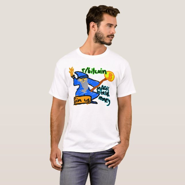 T-shirt Argent magique d'Internet de Bitcoin (Devant entier)