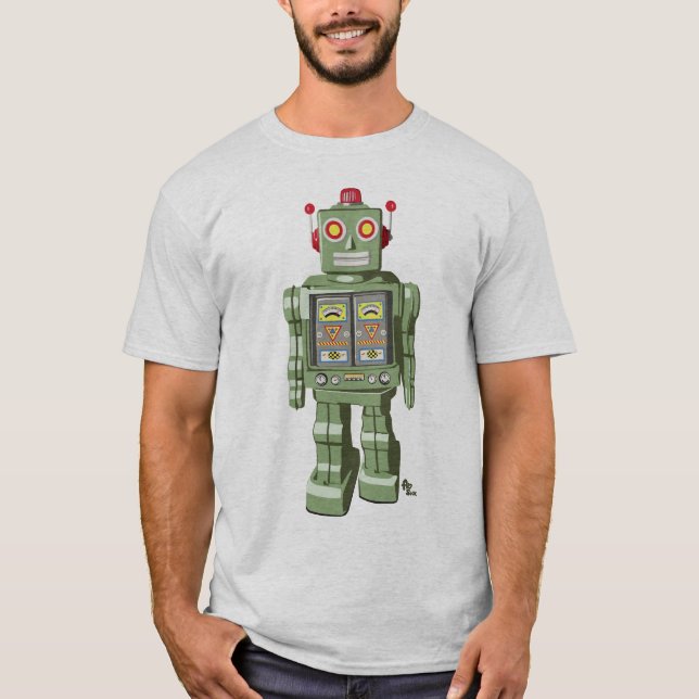 T-shirt Argent mécanique de chemise de robot de jouet (Devant)