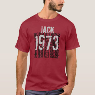 T-shirt Argent noir rouge vintage Y008 d'année de 1973