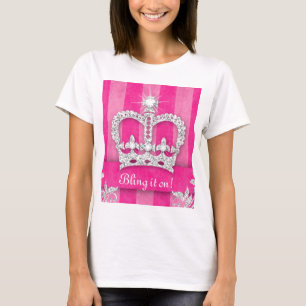 T-shirt Argent rose mignon de princesse Crown Bling It On