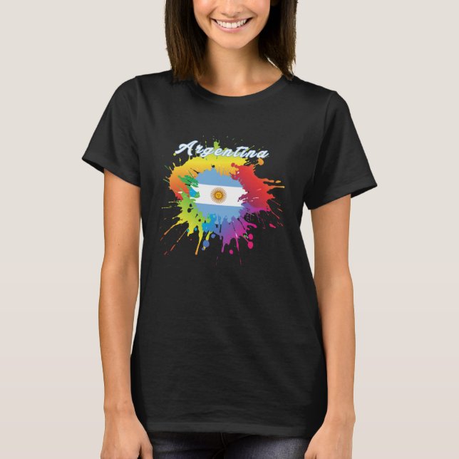 T-shirt Argentina Flag Pride Gay Colorful Splash Argentini (Devant)