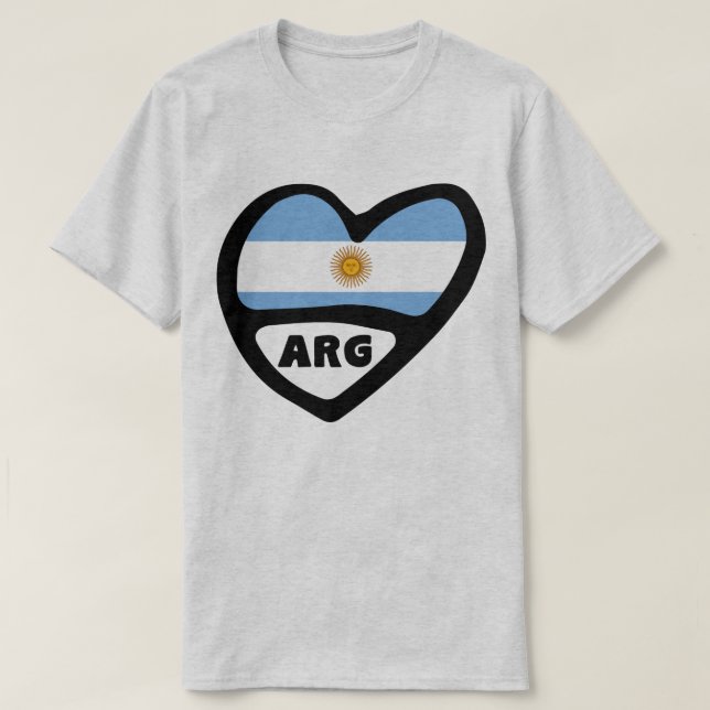 T-shirt Argentine Code Pays Drapeau Coeur ARG (Design devant)