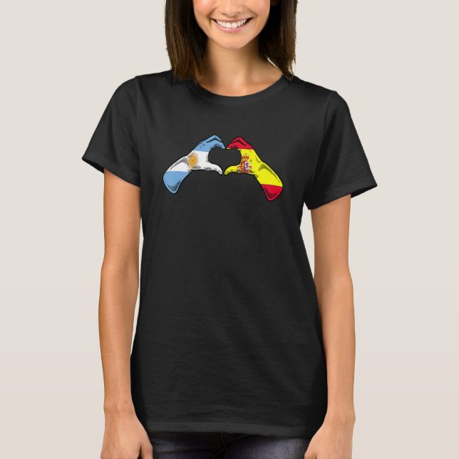 T-shirt Argentine Spain Flag - Argentinian Spanish Heart_1 (Devant)