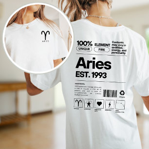 T-shirt Aries Custom Zodiac Astrologie Anniversaire Avril