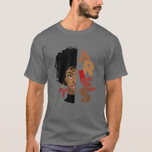 T-shirt Aries Girl Afro Locs Girl Zodiac Signes Anniversai