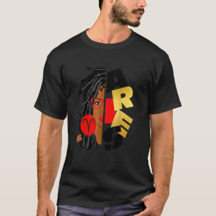 T-shirt Aries Girl Afro Locs Girl Zodiac Signes Anniversai